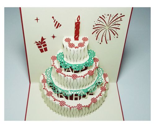 生日贺卡立体蛋糕卡片3d韩国创意礼品礼物复古手工小卡片商务定制