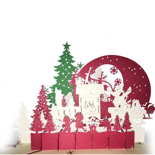 圣诞节立体贺卡 3d立体剪纸圣诞老人运树 多款优选节日卡片.