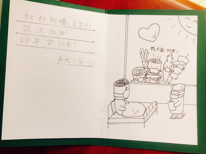 魏浩然小朋友跟妈妈一起制作了武汉加油的贺卡.