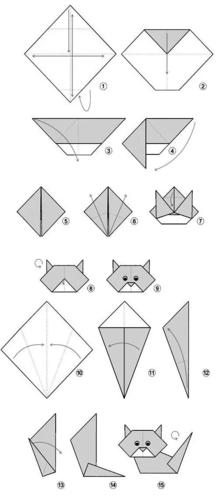 小猫最简单的折法图片