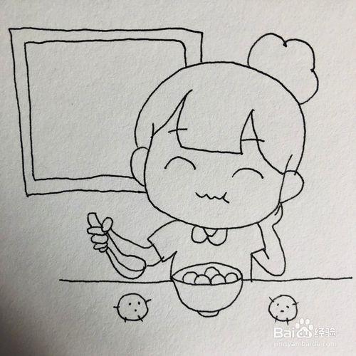 小朋友的一天之吃饭简笔画冬至吃饺子的小女孩简笔画小朋友吃饭怎么画