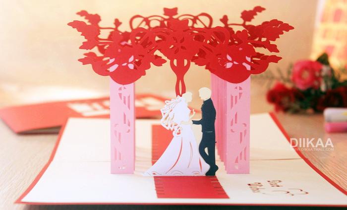 超级新品 惊艳设计大尺寸红毯婚礼立体贺卡闺蜜结婚创意婚庆礼物请柬