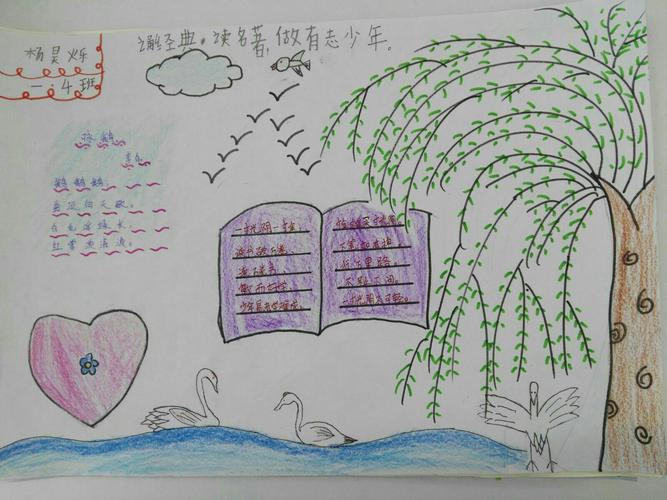 长春小学一年级四班诵经典读名著绘画与手抄报展示