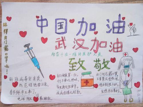 彭宇清同学的手抄报表达了对奋战在一线的工作人员的敬意武汉加油