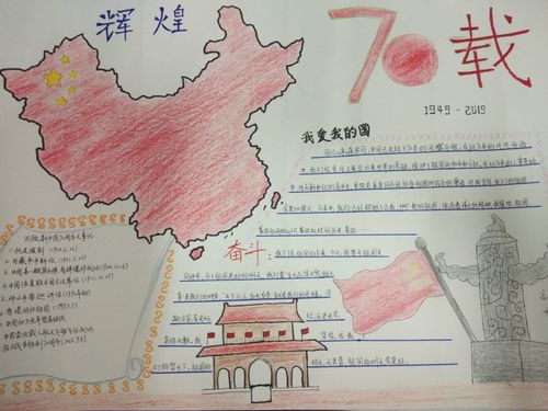我和祖国共奋进庆祝新中国成立七十周年蒲城三中学生手抄报优秀