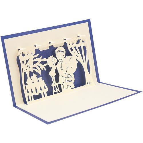 父亲节贺卡个性创意3d立体父亲节镂空卡片剪纸雕刻手工卡片定制