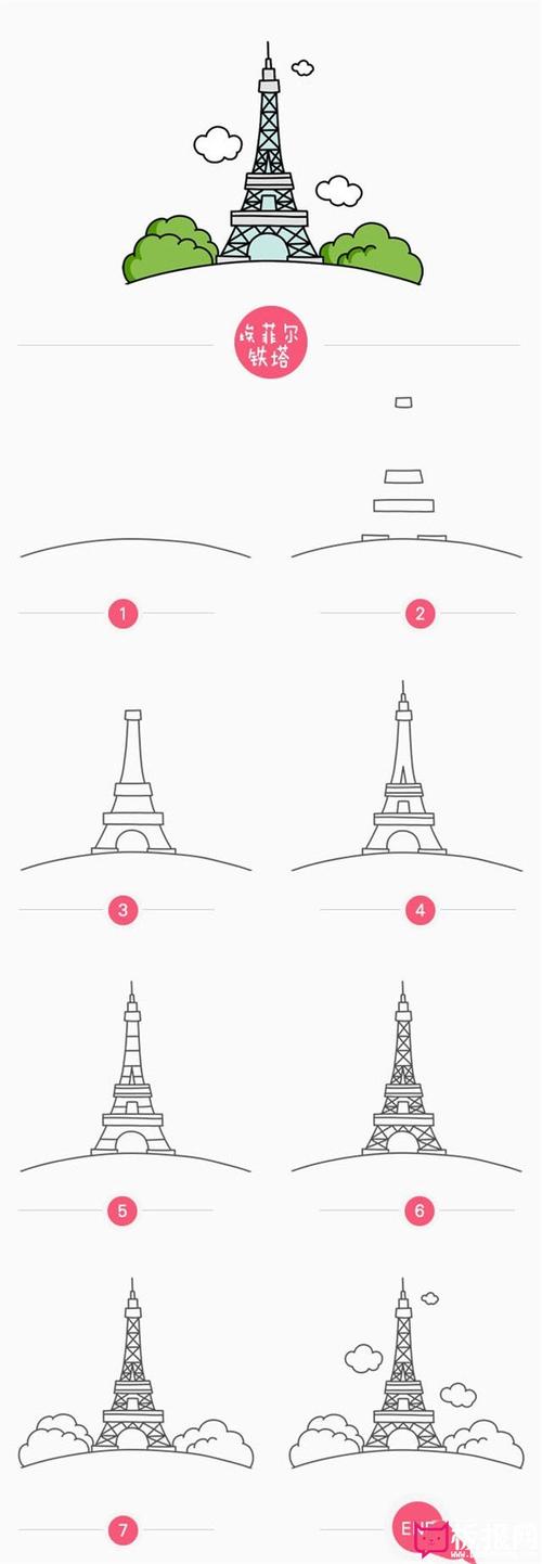 埃菲尔铁塔画法教程图片