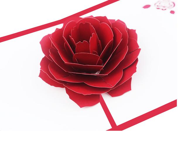 厂家供应2019年新款3d贺卡 玫瑰花立体贺卡 送女朋友纸雕礼物