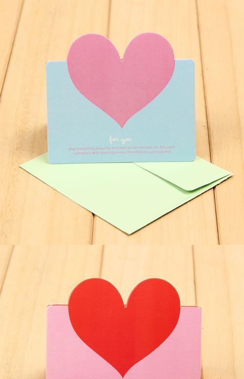 小清新心形生日贺卡立体卡片留言一步一步教你制作爱心折叠卡片非主流