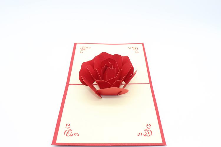 玫瑰3d立体贺卡剪纸雕刻手工艺品情人节创意纸耀厂家批发一件代发