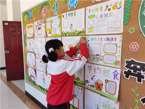 北京师范大学庆阳附校学生张贴以节约粮食为主题的手抄报 见习记者