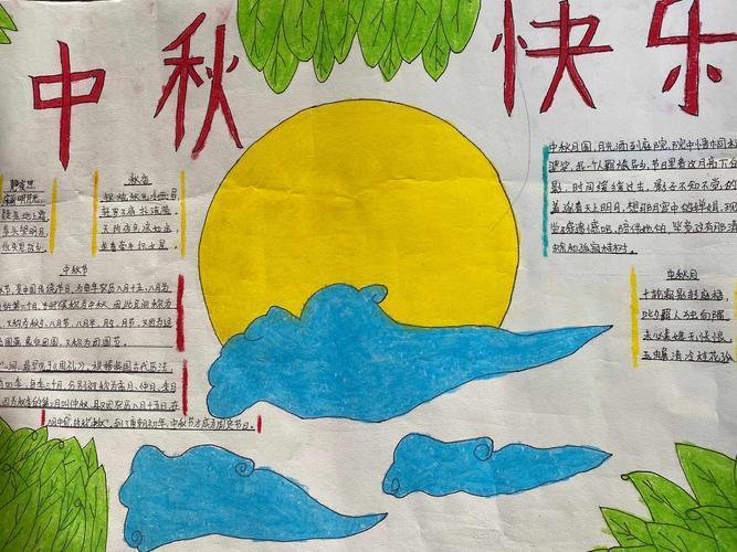 街小学绘中秋-致敬传统节日手抄报活动小学生一年级简单中秋节手抄报