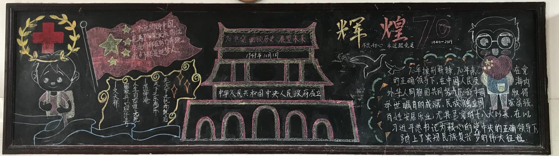 祖国母亲生日快乐石港中学迎国庆主题黑板报作品展
