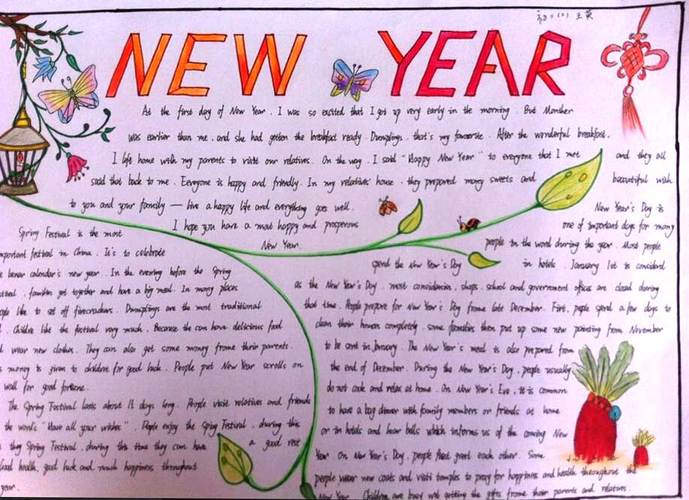  新年英语手抄报       新年英语手抄报简单的新年手抄报素材一年一
