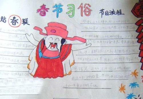 的春节习俗手抄报1  导语春节是指汉字文化圈传统上的农历新年