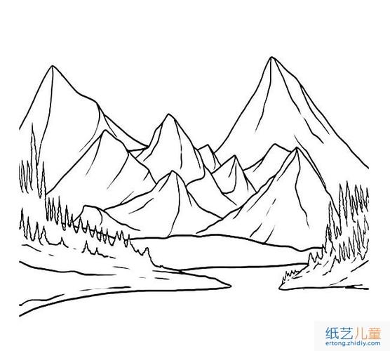 高山怎么画简单图片