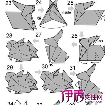 折纸平面兔子的折法图解法 手工折纸大全-蒲城教育文学网