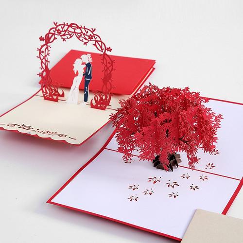 生日卡片可写字的结婚婚礼贺卡明信片中国风3d立体纸雕镂空贺卡