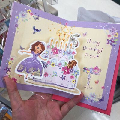日本购 苏菲亚公主立体生日贺卡送女儿闺女的卡片创意蛋糕礼物