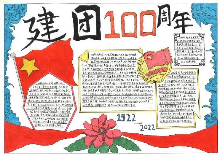 致敬中国共青团建团100周年的手抄报