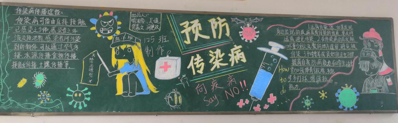 青山桥镇中小学防治传染病 终结结核病 共享健康生活主题黑板报手