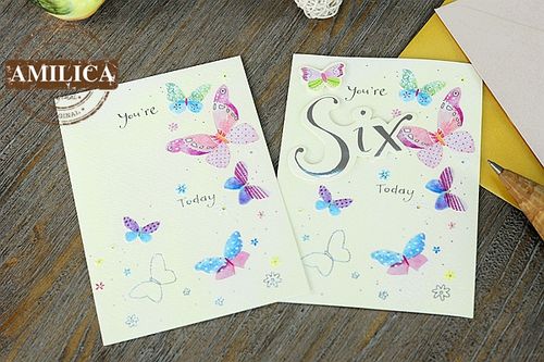 58包邮英国ling design纯手工儿童生日贺卡成长纪念祝福卡片6岁