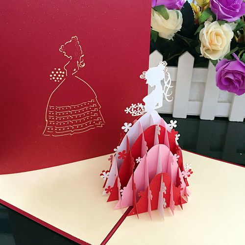 精致婚纱高颜值3d立体贺卡精美情人节表白卡片结婚婚礼邀请函