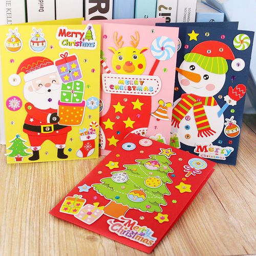 幼儿园手工diy大贺卡材料包 儿童新年圣诞节立体创意祝福小卡片