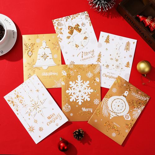 立体韩国创意对折圣诞节祝福贺卡送员工商务diy留言小卡片带信封
