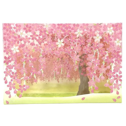 日本购回限量和风立体樱花贺卡春季祝福闺蜜卡片手办场景樱花树