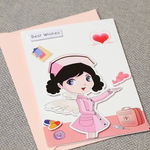 512护士节贺卡创意送医护人员白衣天使感谢信纪念明信片对折卡片