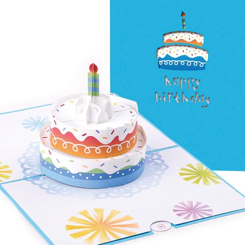 高档立体生日蛋糕贺卡 创意卡通可爱diy手工贺卡生日礼物祝福卡片