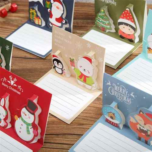圣诞节贺卡礼物祝福卡片儿童礼品贺卡折叠卡通立体送闺蜜小卡片