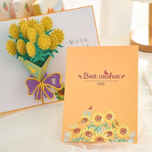 母亲节贺卡创意花束康乃馨3d立体贺卡送老师感谢小卡片纸可折叠
