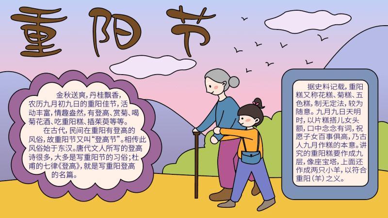 中国重阳节手抄报的画法重阳节手抄报简单好看多彩主题的重阳节手抄报