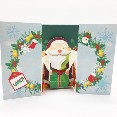 新款 立体圣诞雪人 立体创意镂空圣诞贺卡新年卡片定制