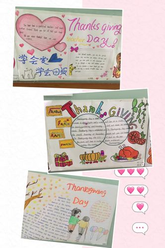 的感恩节七年级在英语组老师的指导下举办了制作手抄报贺卡感恩活
