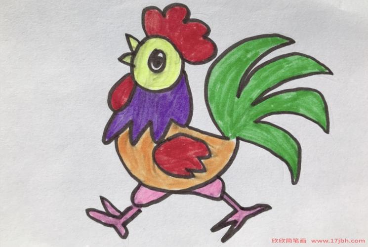 鸡简笔画有色图片