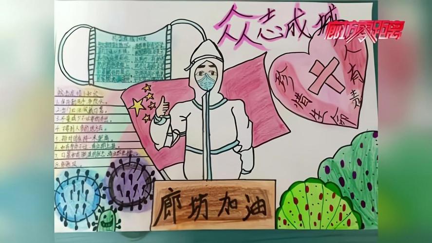 廊坊市第十七小学携手抗疫巧手绘制手抄报
