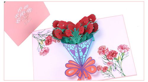 母亲节立体贺卡生日祝福韩国创意礼物3d康乃馨花束小卡片定制