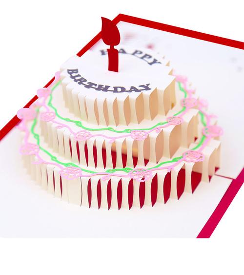 厂家供应生日贺卡创意3d立体手工制作镂空纸雕蛋糕定制礼物小卡片