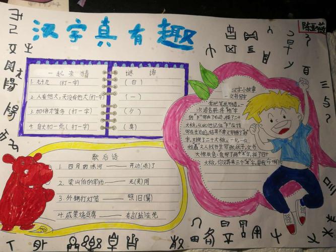 公村小学五年级综合性学习《汉字真有趣》手抄报展