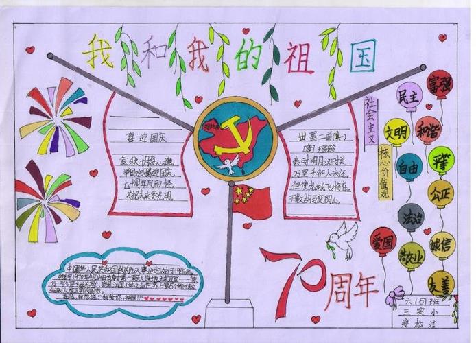 2019年庆祝新中国成立70周年我和我的祖国师生手抄报展五年级和六