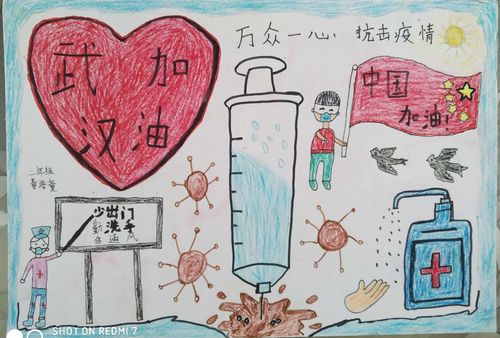 抗击新冠肺炎疫情为武汉加油绘画手抄报作品展示