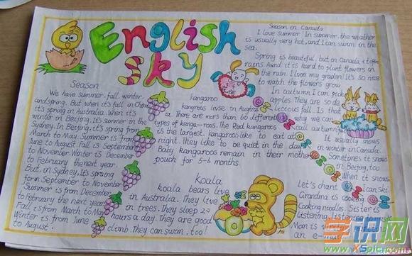 4年级英语手抄报图片    4.四年级a4英语