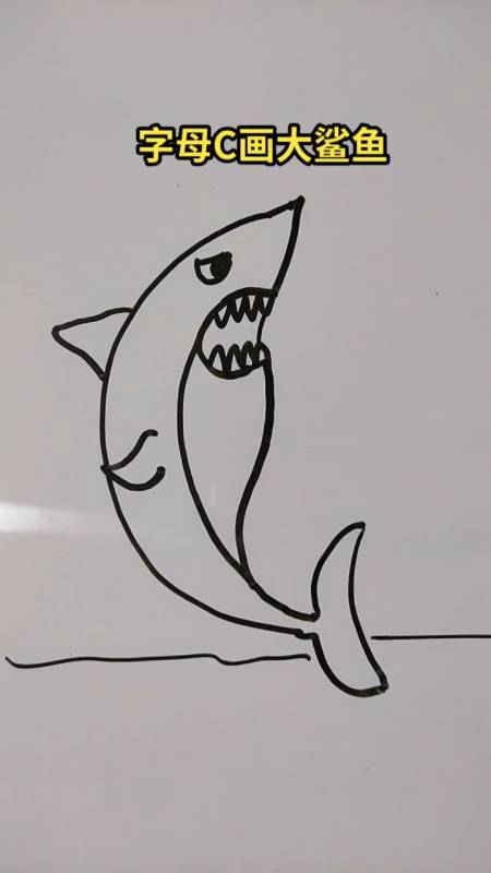 大鲨鱼简笔画法图片