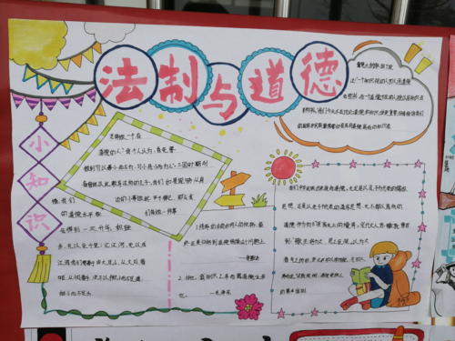 法用法的校园氛围近日濮阳市油田第五中学开展了法制安全手抄报评比