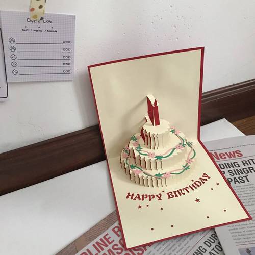 生日蛋糕贺卡立体丨ins立体生日蛋糕祝福生日卡片3d立体创意生日礼物