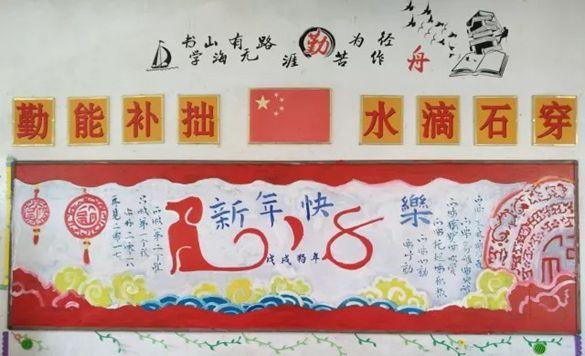 中国红象征着的祝福2018新的一年用红色来绘制黑板报会显得格外的