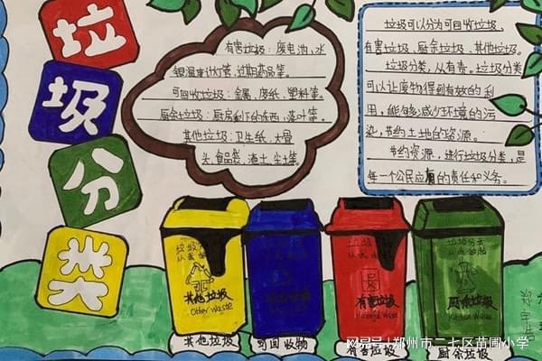 郑州市二七区苗圃小学开展垃圾分类从我做起手抄报活动